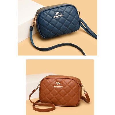 3 Zip Crossbody Bag for Women Faux Leather Quilted Small Shoulder Purse