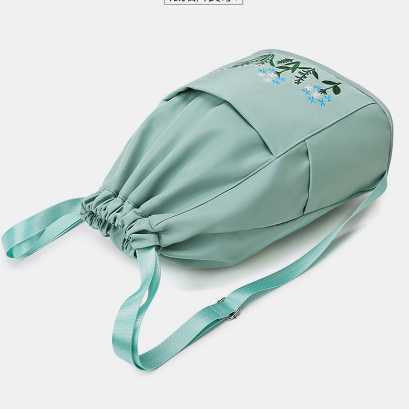 Large Capacity Waterproof Foldable Floral Embroidery Fitness Travel Backpack