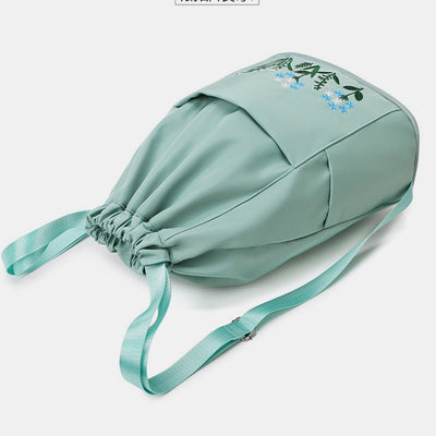 Large Capacity Waterproof Foldable Floral Embroidery Fitness Travel Backpack