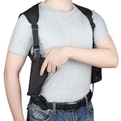 Concealment Black Nylon Universal Horizontal Shoulder Holster with Mag Pouch