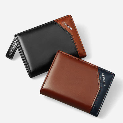 Mens Bifold Wallet Retro RFID Credit Card Holder with Zipper Pocket