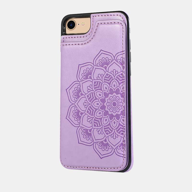 Leather Wallet Phone Case with Card Holder ID Window Compatible with iPhone Samsung