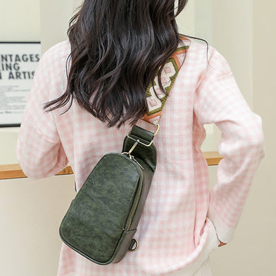 Sling Bag For Women Lightweight Wide Straps Leather Shopping Bag
