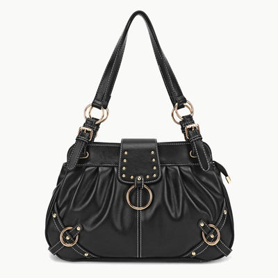 Multifunctional Pleated Tote Women Classic Plain Color Underarm Purse