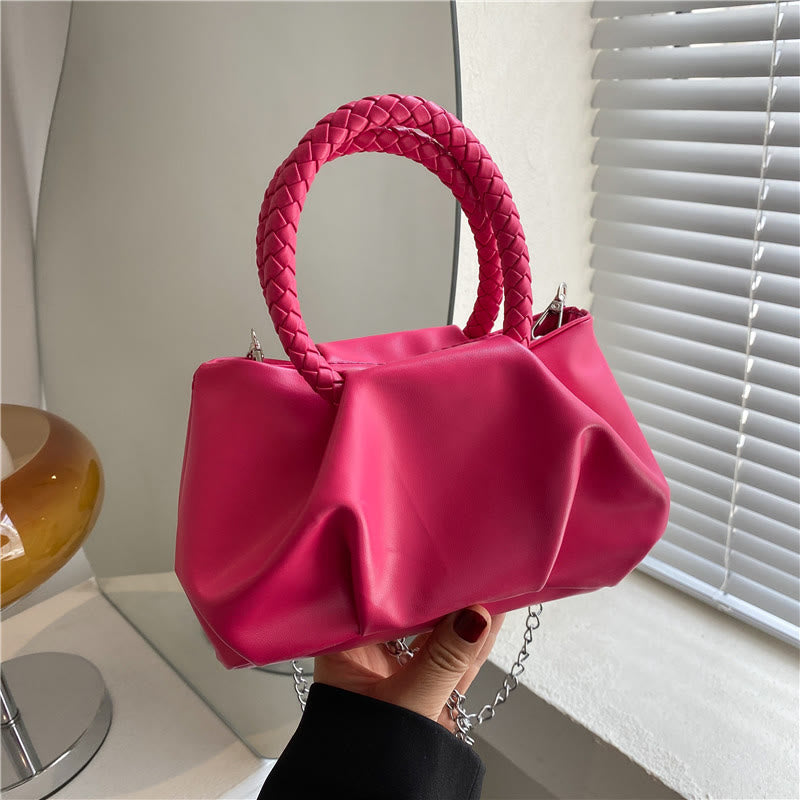Crossbody Bag For Women Wrinkle Shape Mini Solid Color Handbag