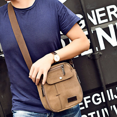 Mens Small Messenger Bag Multi-Slot Travel WorK Canvas Shoulder Bag