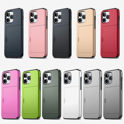 Iphone Slide Card Phone Case 2 In 1 Anti Fall Wallet Case for iPhone 14/15/16
