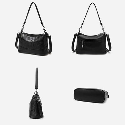 Triple Compartment Crossbody Bag for Women Vegan Leather Bucket Bag