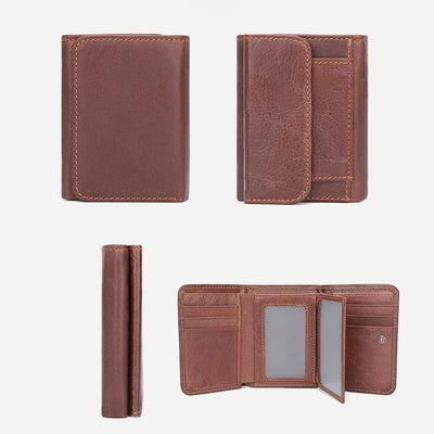 Men's Trifold Durable Wallets RFID Blocking Soft Genuine Leather Wallet