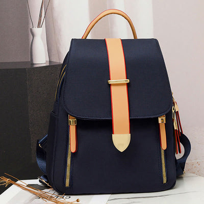 Nylon Backpack For Women Solid Color Large Capacity Leisure Bag