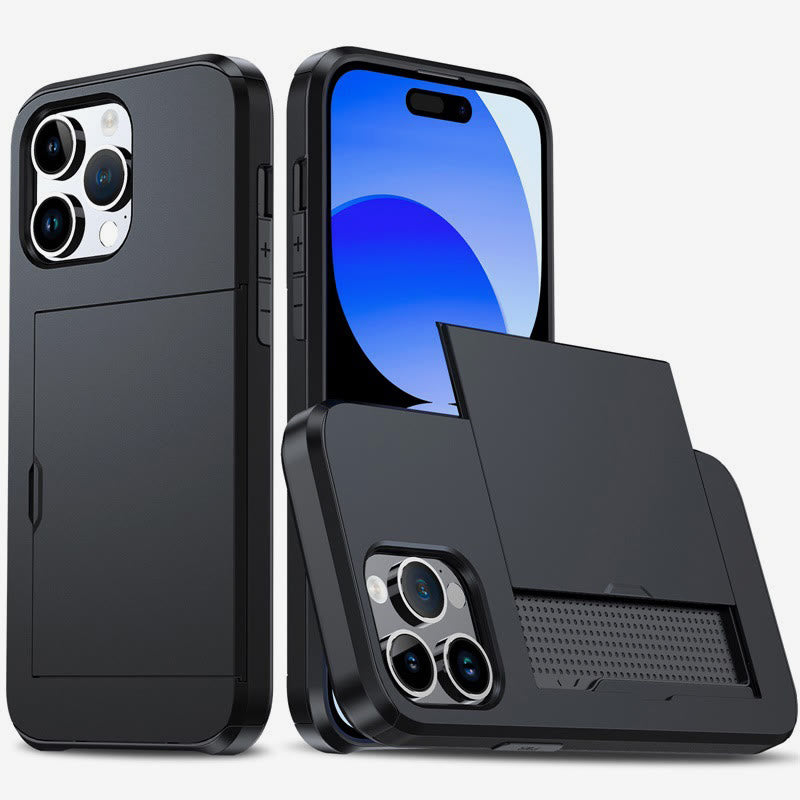 Iphone Slide Card Phone Case 2 In 1 Anti Fall Wallet Case for iPhone 14/15/16