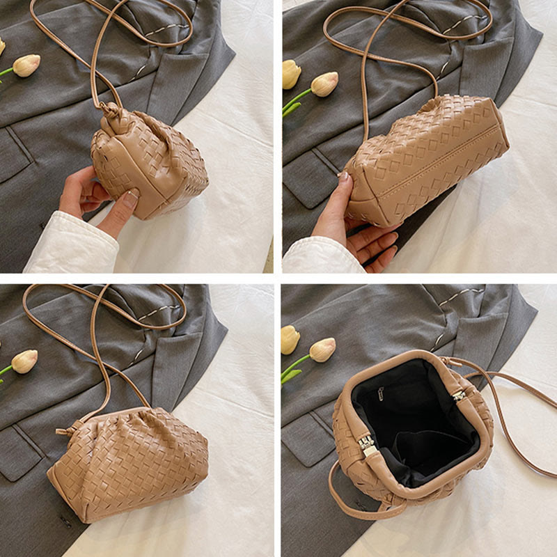 Crossbody Bag For Women Soft Knitted Buckle Design Daily Purse