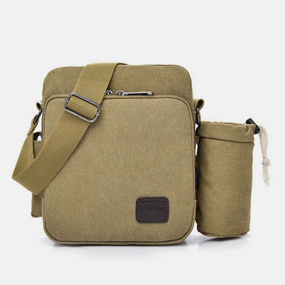 Vintage Canvas Crossbody Bag for Men Multifunctional Daypack Shoulder Bag