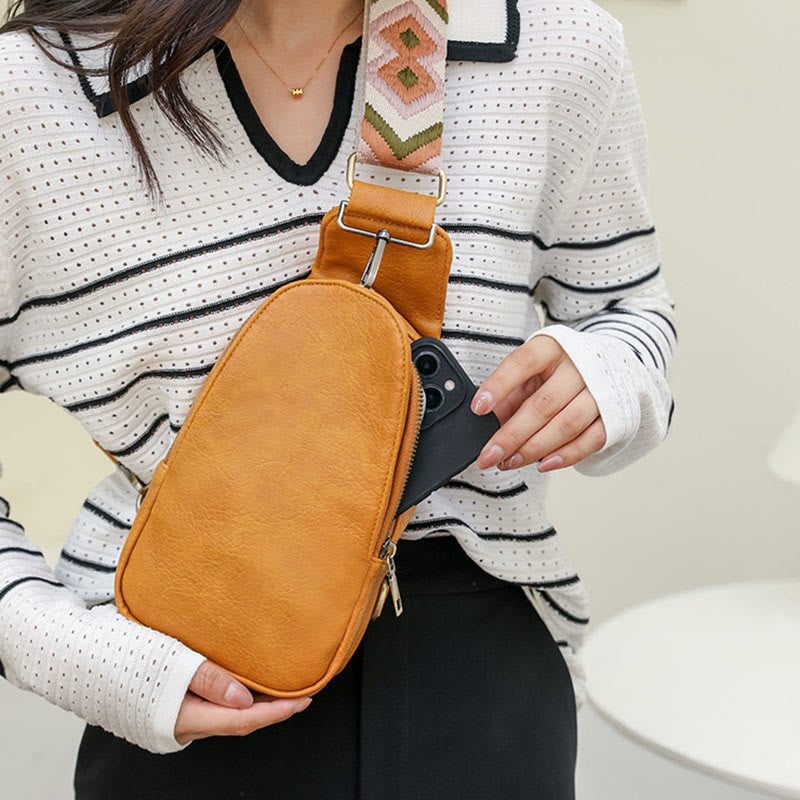 Sling Bag For Women Lightweight Wide Straps Leather Shopping Bag