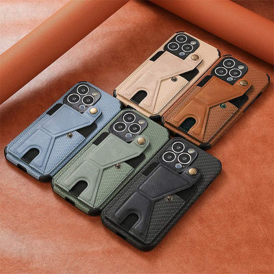 Shockproof Dustproof Leather Phone Case for iPhone with Card Slot Kickstand