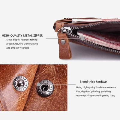 Vintage Leather Wallet Super Roomy Bifold Short Wallet for Men