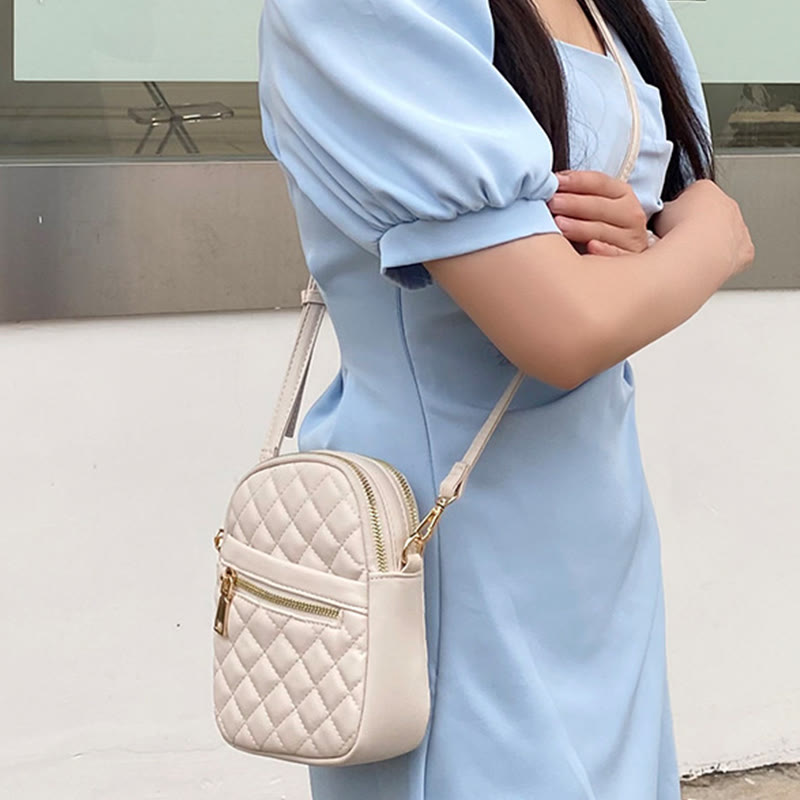 Phone Bag For Women Diamond Check Solid Color Mini Bag