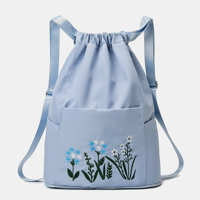 Large Capacity Waterproof Foldable Floral Embroidery Fitness Travel Backpack