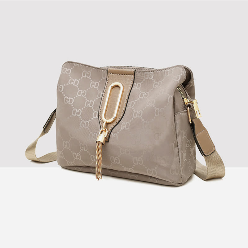 Nylon Crossbody Bag For Women Triple Compartment Elegant Shoulder Bag