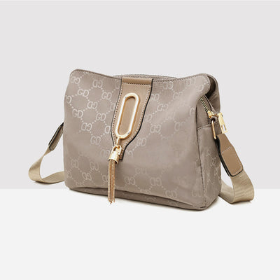 Nylon Crossbody Bag For Women Triple Compartment Elegant Shoulder Bag