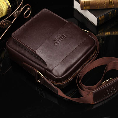Men's Leather Shoulder Bag Crossbody Bag Small Messenger Bag for Work Business