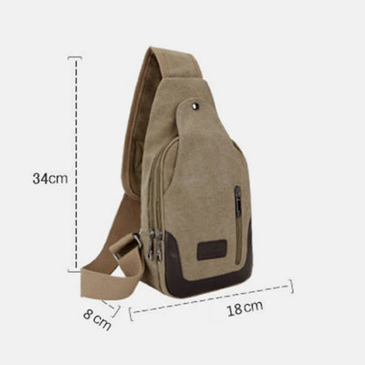 Canvas Sling Bag for Men Outdoor Travel Camping Chest Day Pack