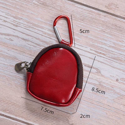 Mini Leather Zipper Coin Purse Cowhide Leather Cute Purses Wallet