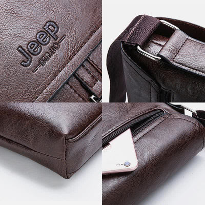 Vintage Leather Messenger Shoulder Crossbody Bag for Men Work Business