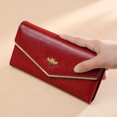 Multifunctional Large Capacity Genuine Leather RFID Trifold Wallet