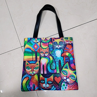 Graphic Painting Graffiti Tote Handbag for Women Lightweight Shoulder Bag