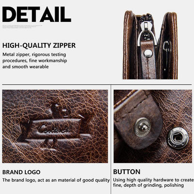 High Capacity Vintage Leather Trifold Wallet