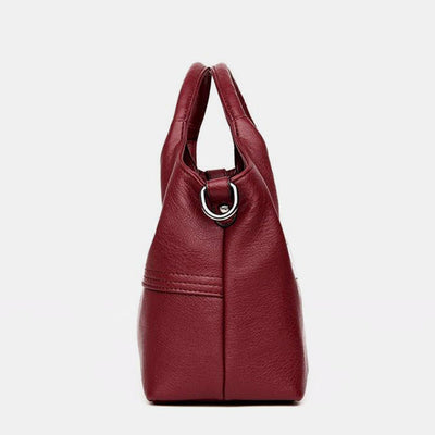 Soft Leather Handbags Stitching Solid Shoulder Bag