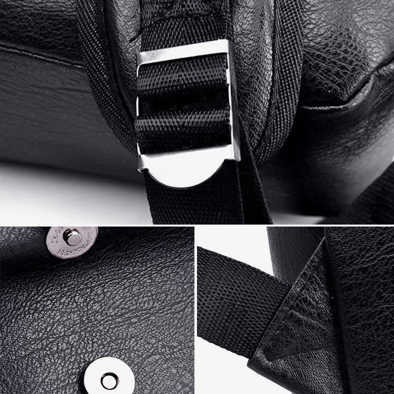 Leather Laptop Backpack for Men Large Capacity College Travel Office Daypack