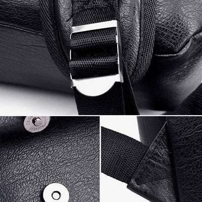 Leather Laptop Backpack for Men Large Capacity College Travel Office Daypack