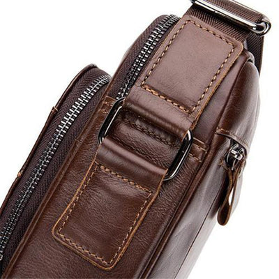 Men's Solid Bag Genuine Leather Crossbody Bag