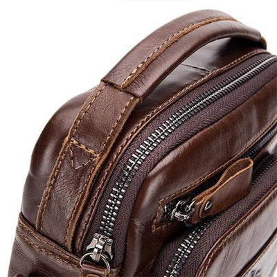 Men's Solid Bag Genuine Leather Crossbody Bag