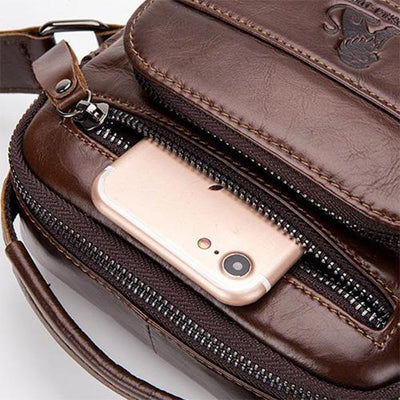 Men's Solid Bag Genuine Leather Crossbody Bag