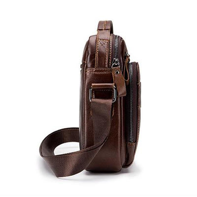 Men's Solid Bag Genuine Leather Crossbody Bag