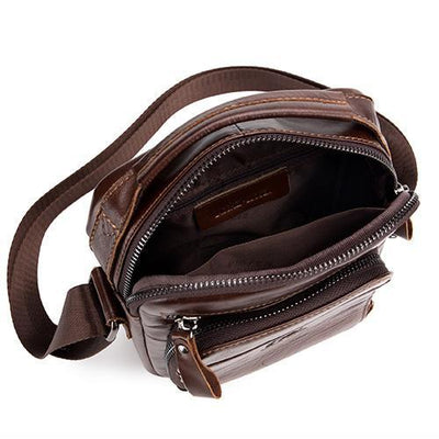 Men's Solid Bag Genuine Leather Crossbody Bag