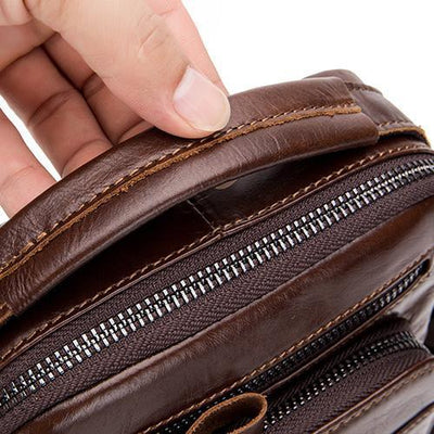 Men's Solid Bag Genuine Leather Crossbody Bag