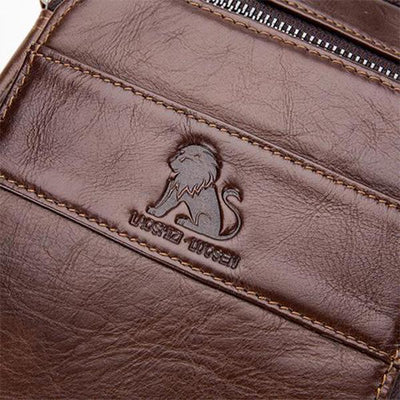 Men's Solid Bag Genuine Leather Crossbody Bag