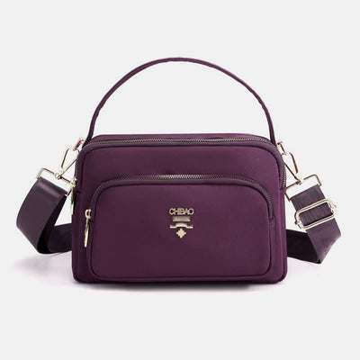 Triple Zip Crossbody Bag for Women Waterproof Lightweight Nylon Shoulder Handbag