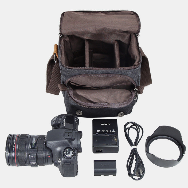 Unisex Waterproof Waxed Canvas DSLR/SLR Bag Case Compact Camera Bag