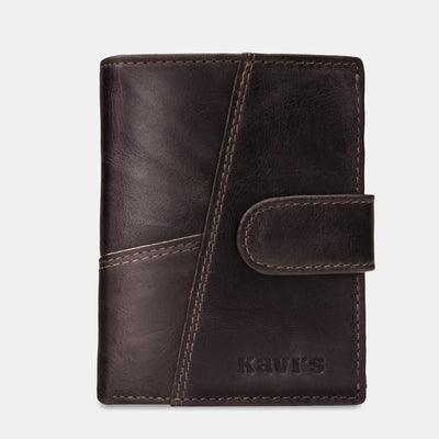 Retro Splicing Long Slim Purse Real Leather Trifold Wallet