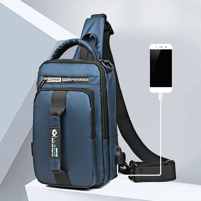 Waterproof Large Capacity Multi-Carry Sling Bag With USB Charging Port