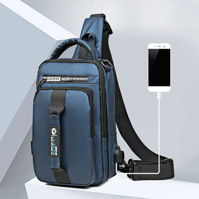 Waterproof Large Capacity Multi-Carry Sling Bag With USB Charging Port