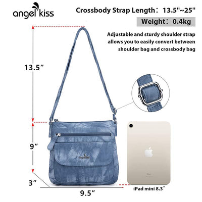 Women Handbags and Purses Double Layers Soft Leather Crossbody Shoulder Bag