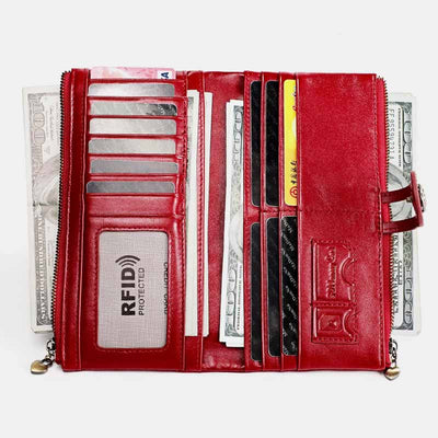 RFID Blocking Large Capacity Genuine Leather Vintage Wallet