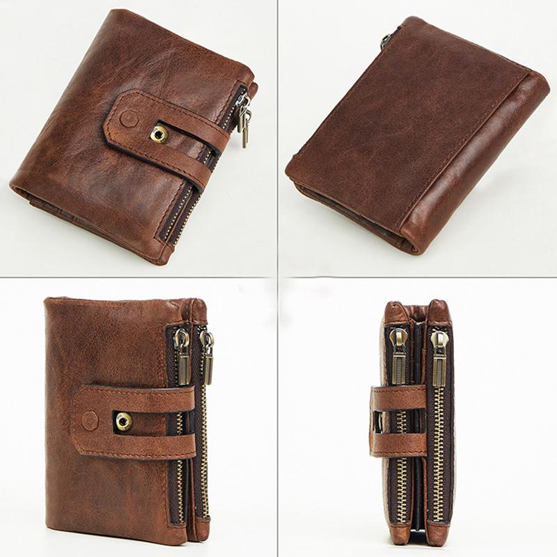 Men's RFID Blocking Card Holder Double Zip Wallet