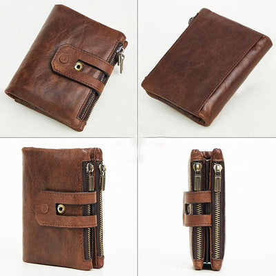 Men's RFID Blocking Card Holder Double Zip Wallet
